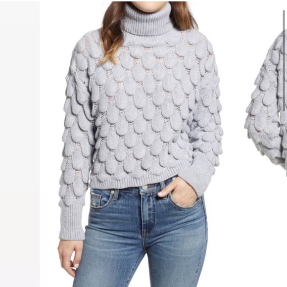 Cotton emporium scalloped textured turtleneck sweater large - Picture 5 of 6
